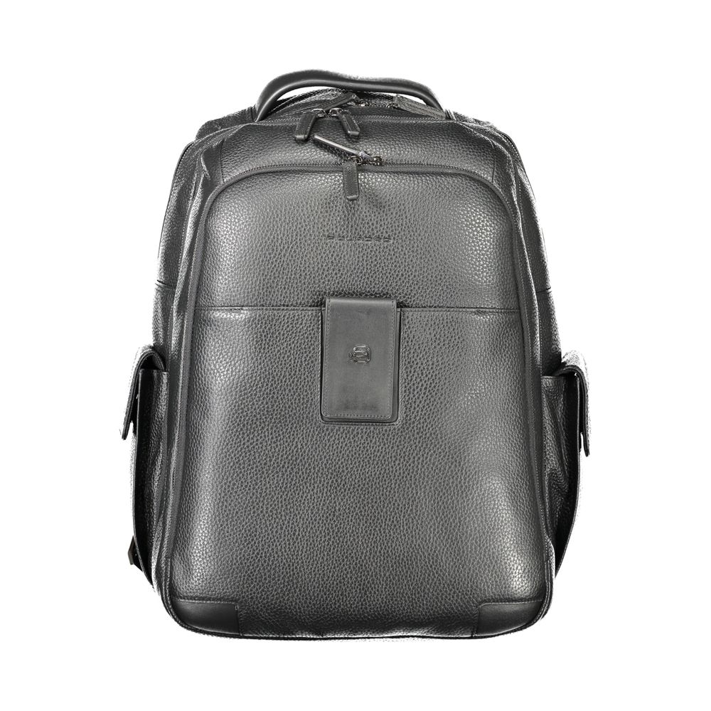 Piquadro Black Leather Men Backpack Piquadro Dim Gray