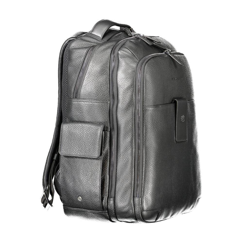 Piquadro Black Leather Men Backpack Piquadro Dim Gray
