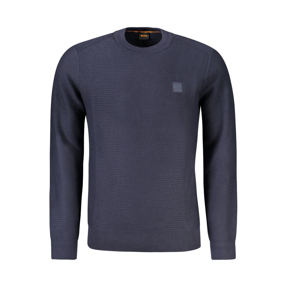 Hugo Boss Blue Cotton Men Sweater Hugo Boss Dark Slate Gray
