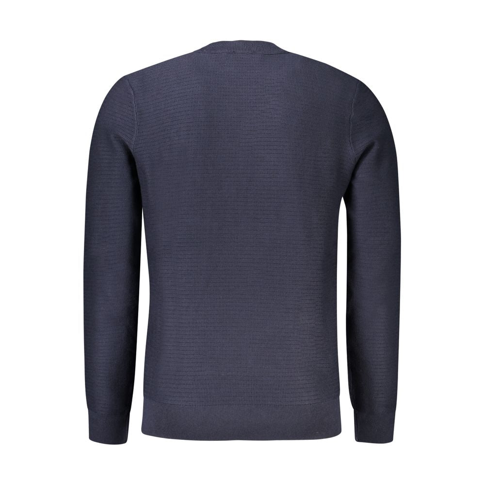 Hugo Boss Blue Cotton Men Sweater Hugo Boss Dark Slate Gray