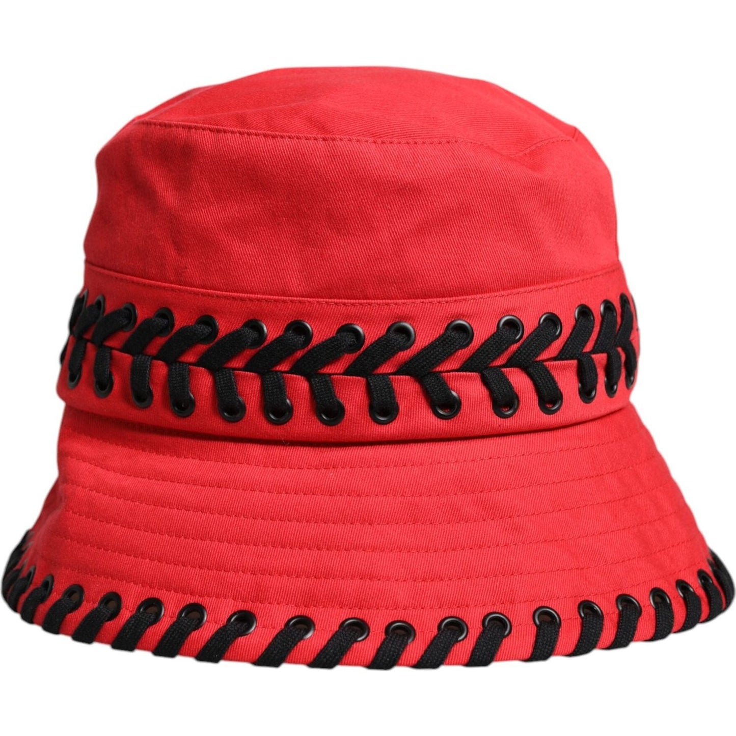 Dolce & Gabbana Red Lace Polyester Wide Brim Bucket Hat Dolce & Gabbana Firebrick