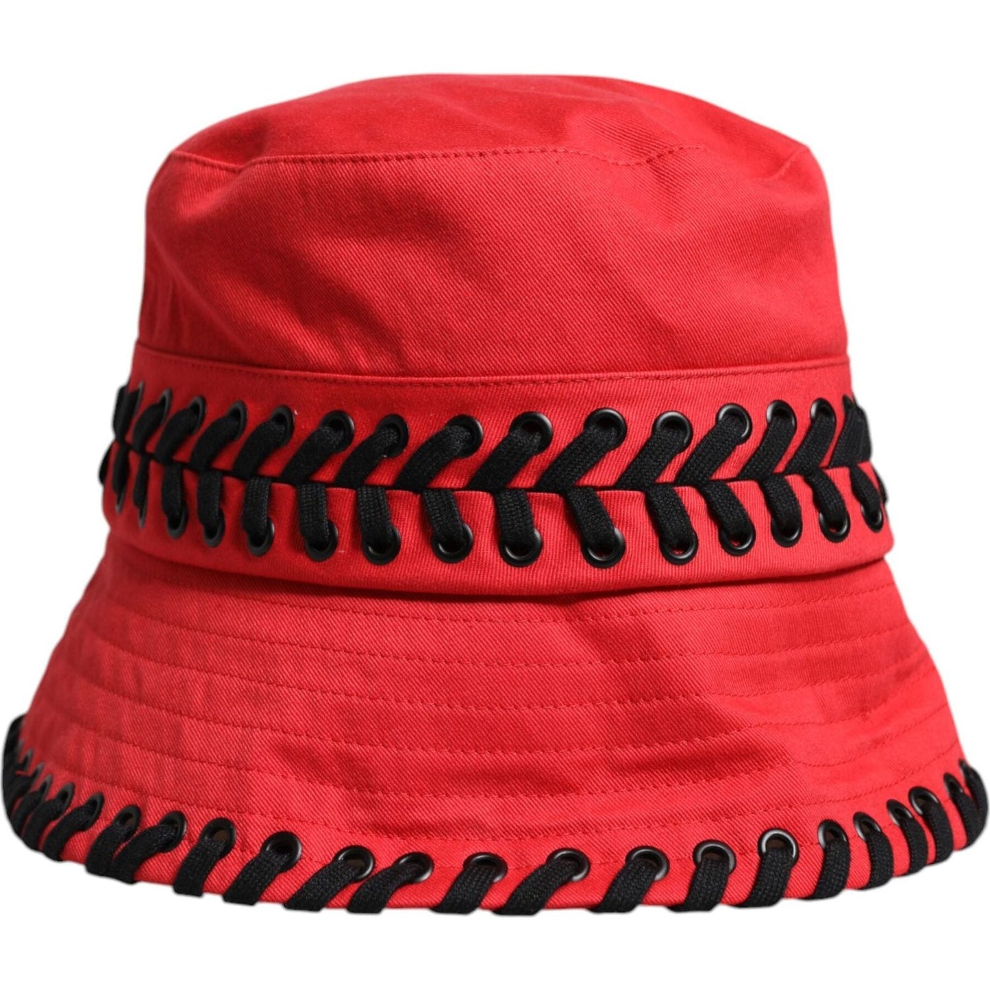 Dolce & Gabbana Red Lace Polyester Wide Brim Bucket Hat Dolce & Gabbana Firebrick