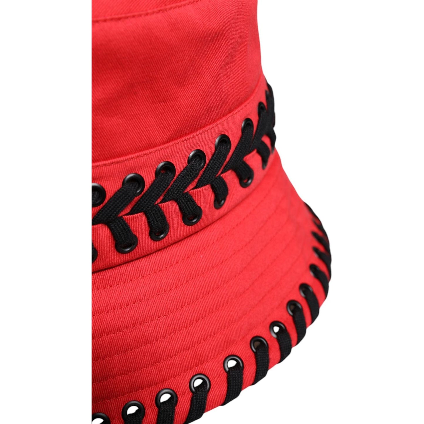 Dolce & Gabbana Red Lace Polyester Wide Brim Bucket Hat Dolce & Gabbana Firebrick