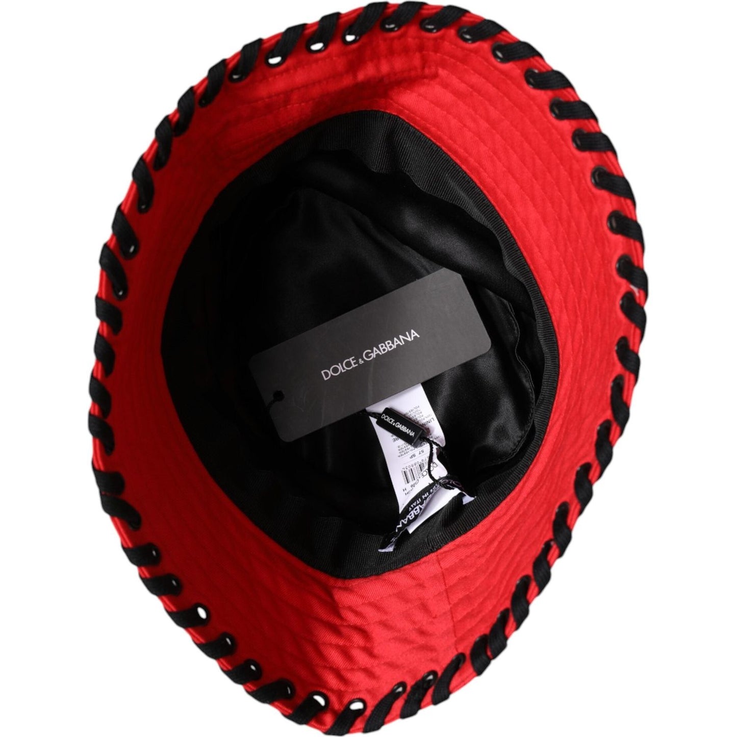 Dolce & Gabbana Red Lace Polyester Wide Brim Bucket Hat Dolce & Gabbana Tomato