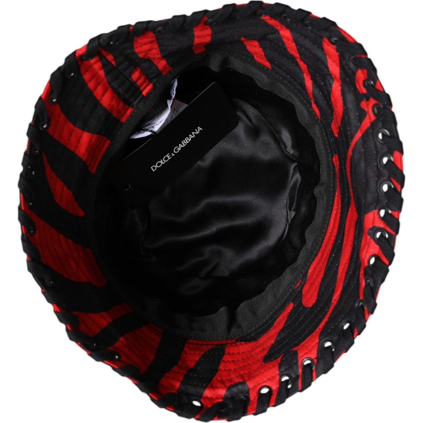 Dolce & Gabbana Black Red Stripe Polyester Wide Brim Bucket Hat Dolce & Gabbana Black