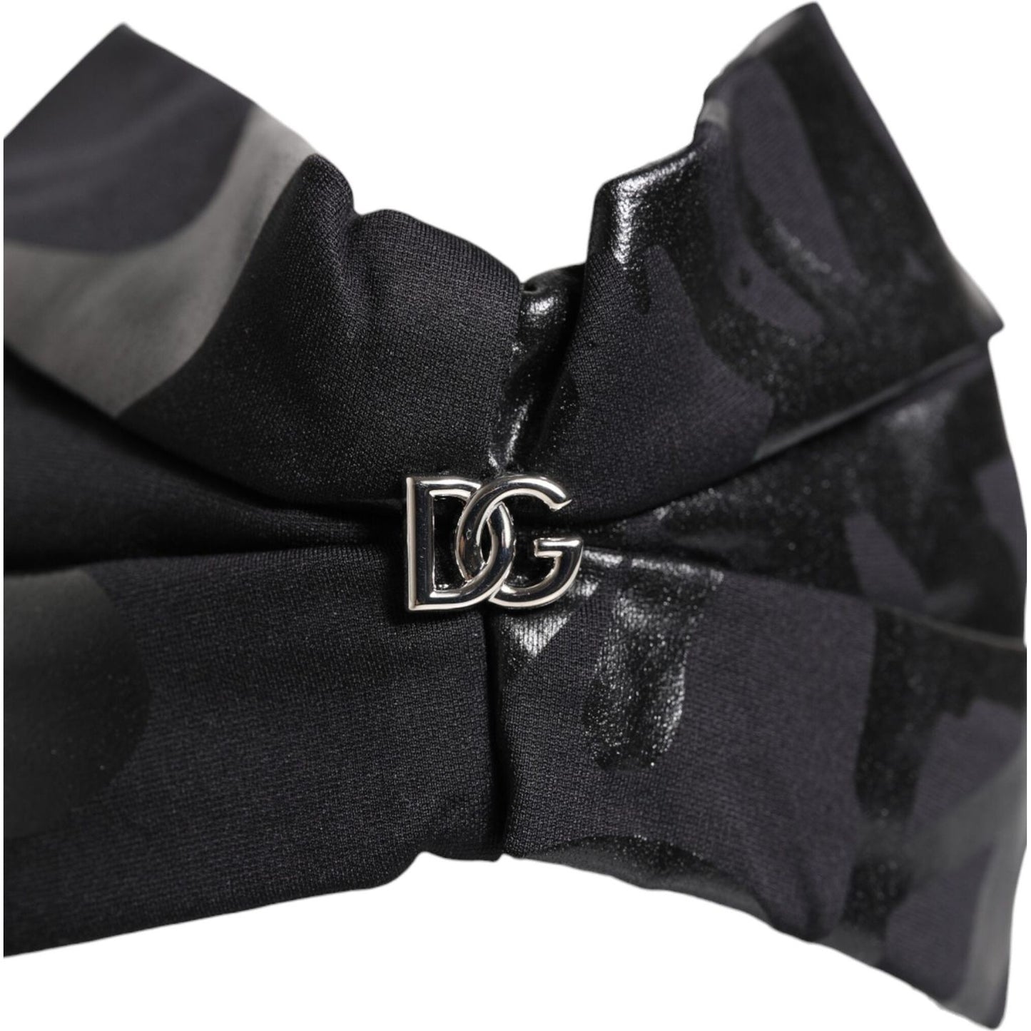 Dolce & Gabbana Black Nylon Stretch DG Logo Head Band Hat Dolce & Gabbana Dark Slate Gray