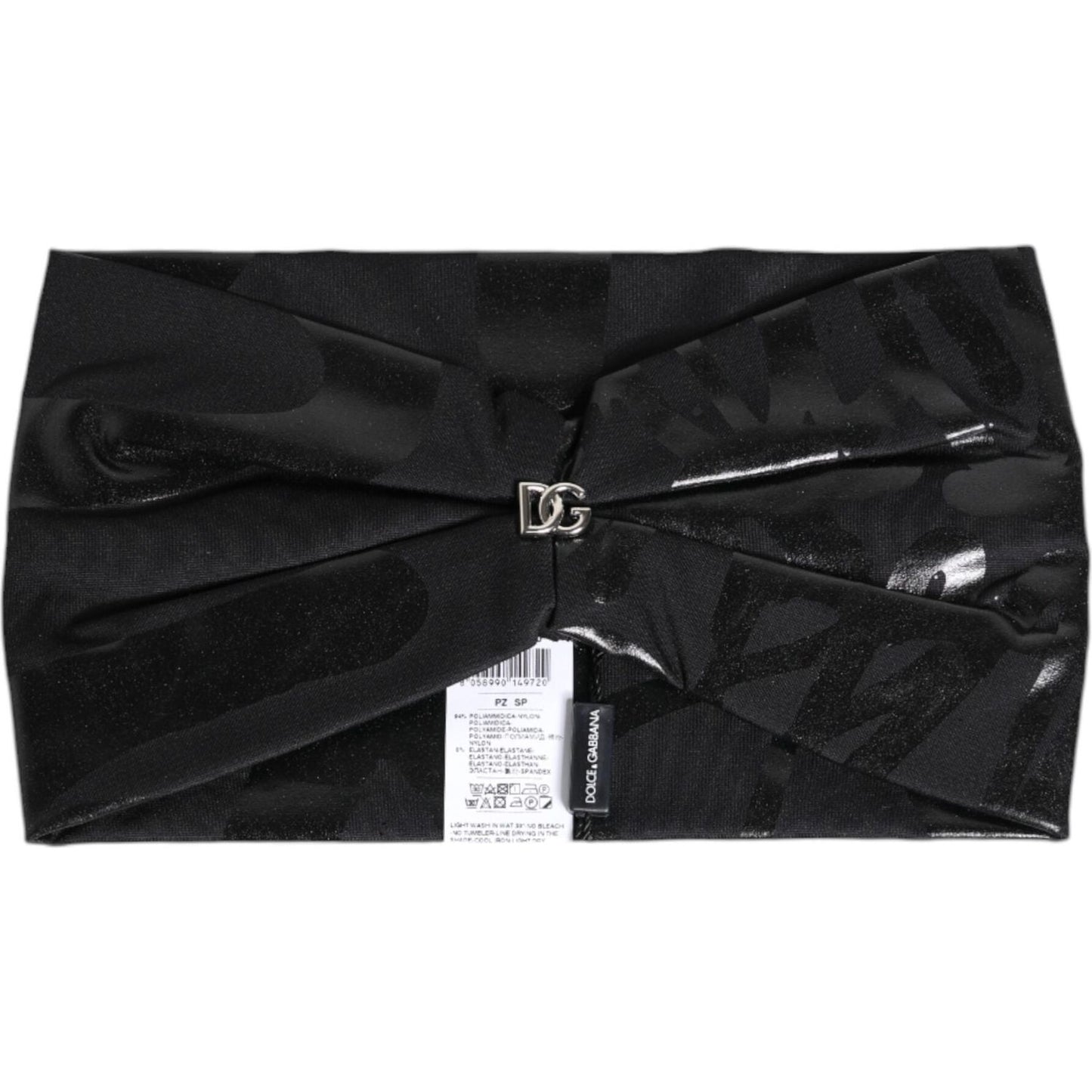 Dolce & Gabbana Black Nylon Stretch DG Logo Head Band Hat Dolce & Gabbana Black