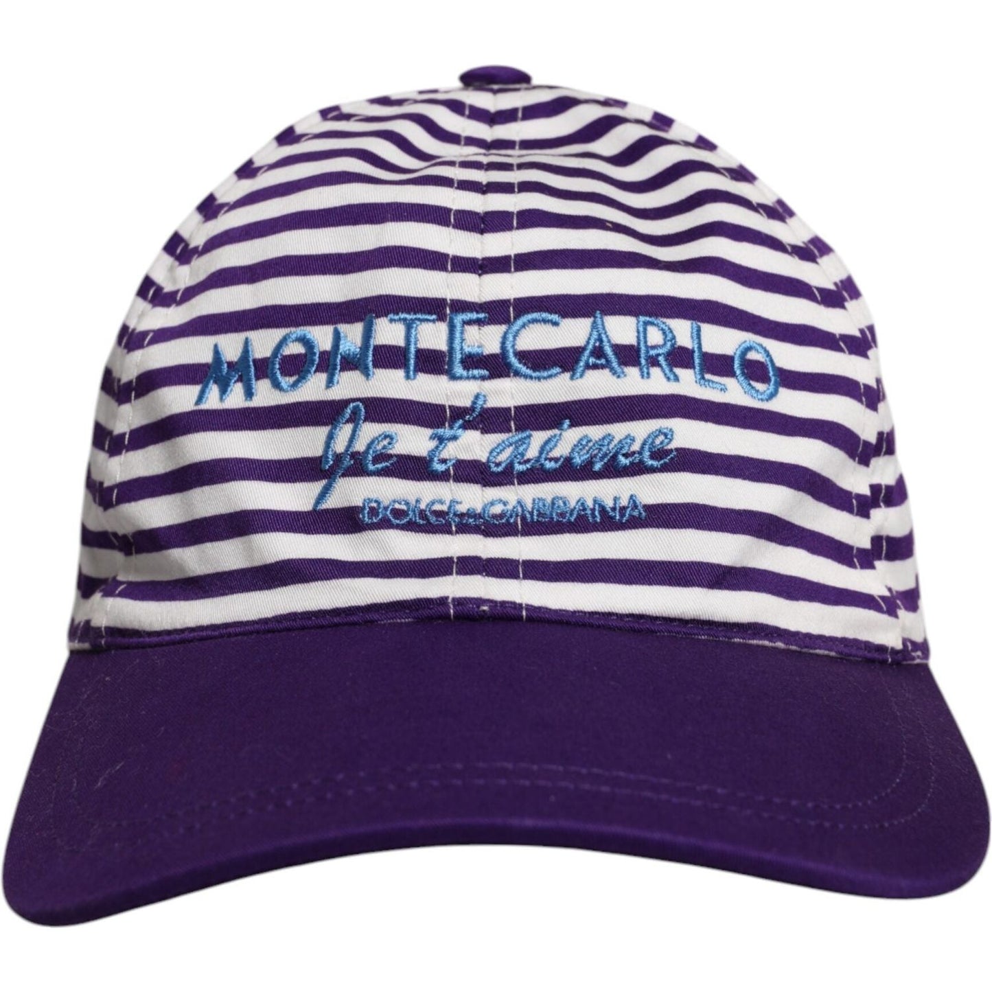 Dolce & Gabbana White Purple Stripe Cotton Women Baseball Cap Dolce & Gabbana Light Gray