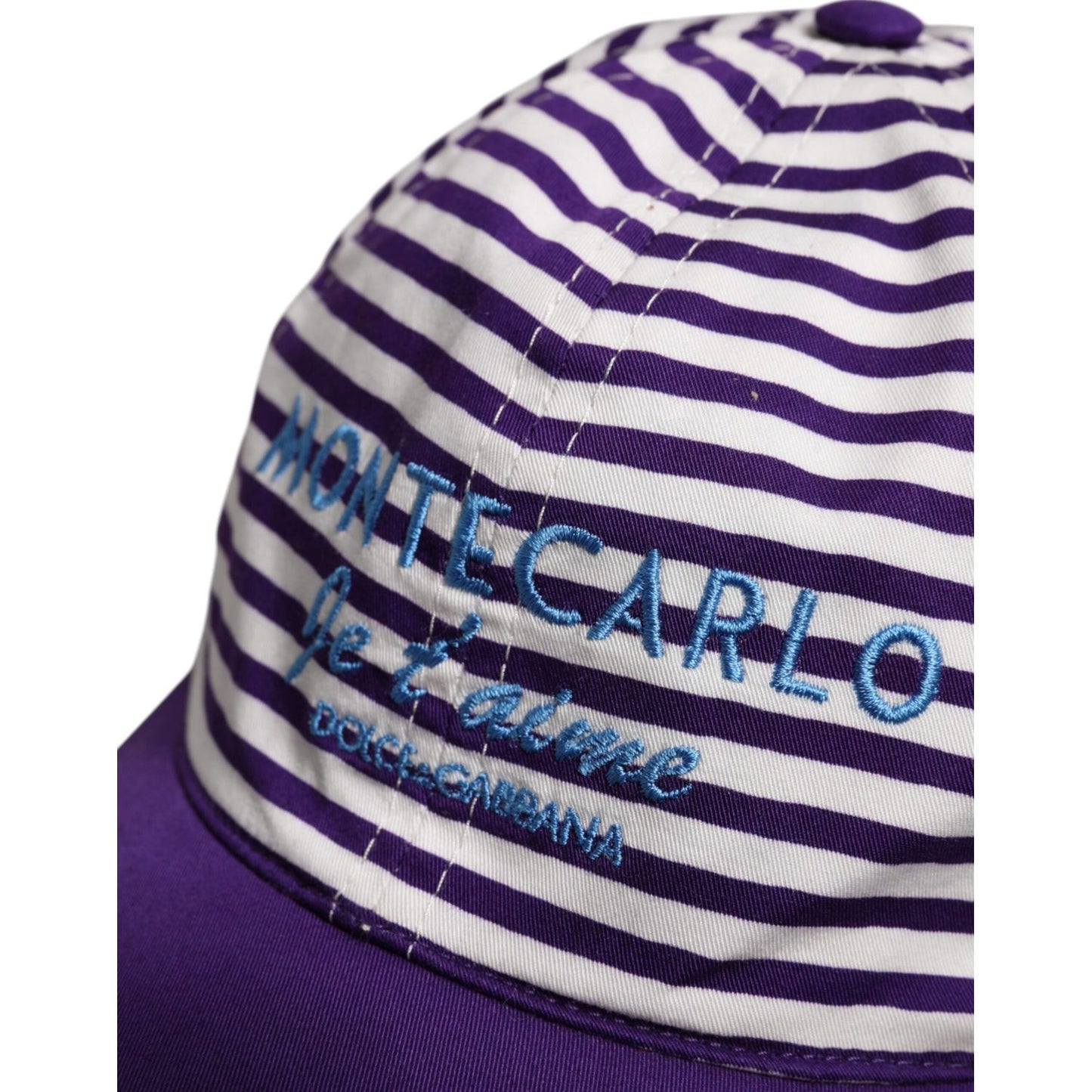 Dolce & Gabbana White Purple Stripe Cotton Women Baseball Cap Dolce & Gabbana Light Gray
