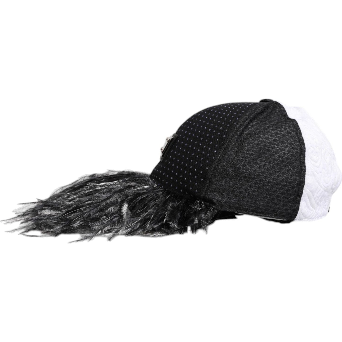 Dolce & Gabbana White Black Polka Dot Feathers Baseball Cap Dolce & Gabbana Dark Slate Gray