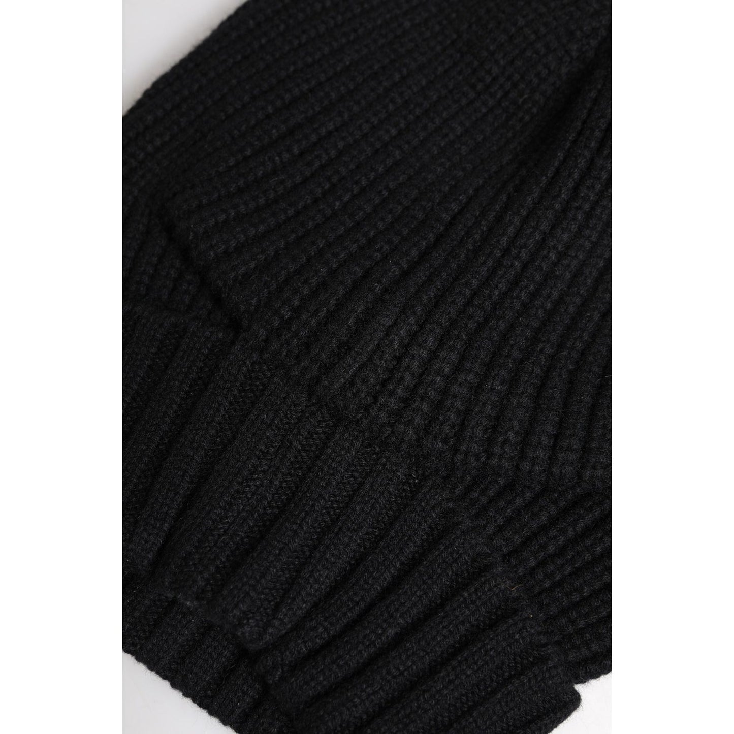 Dolce & Gabbana Black Cashmere Knitted Winter Beanie Hat Dolce & Gabbana Black