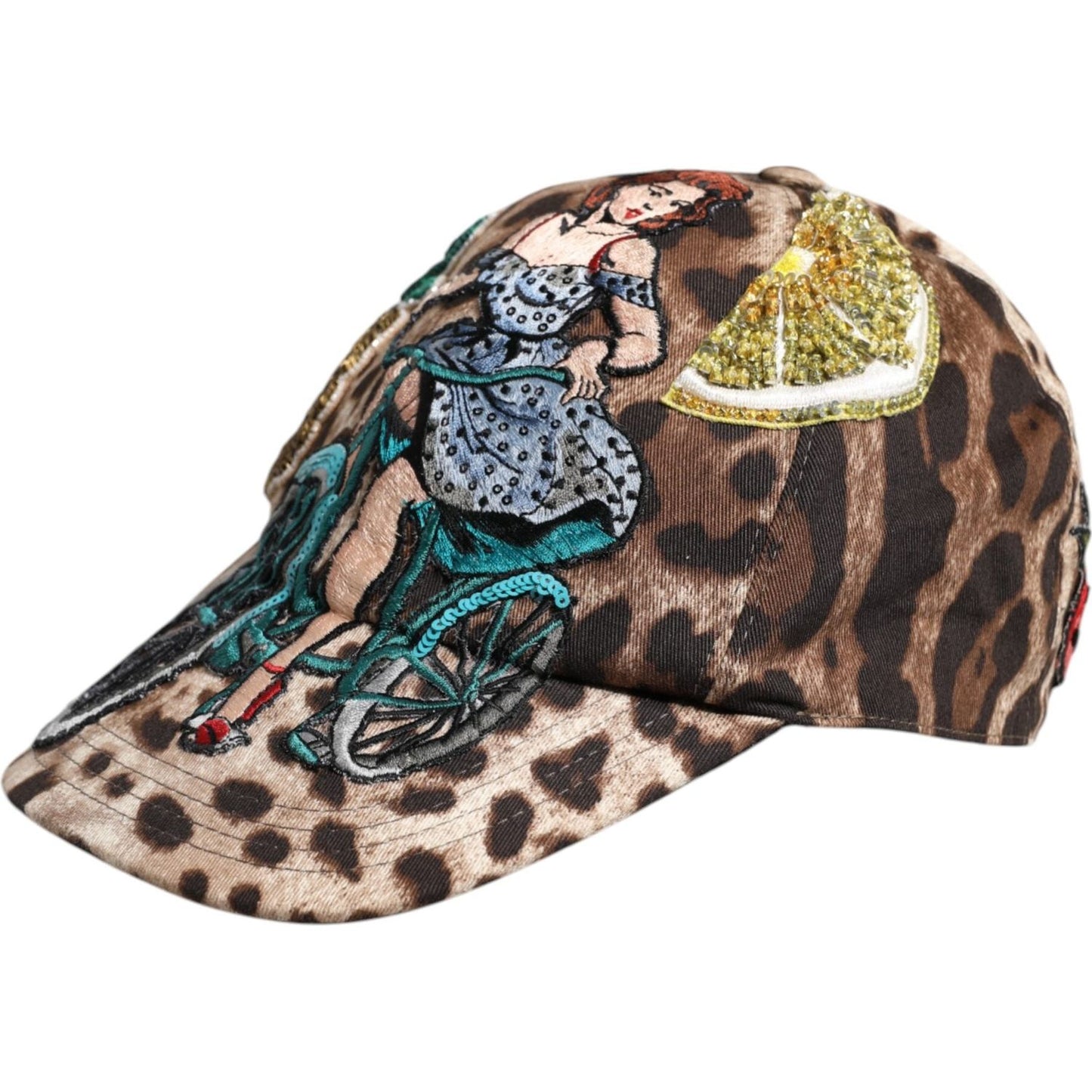 Dolce & Gabbana Brown Leopard Sequin Sicily Baseball Cap Dolce & Gabbana Dark Slate Gray