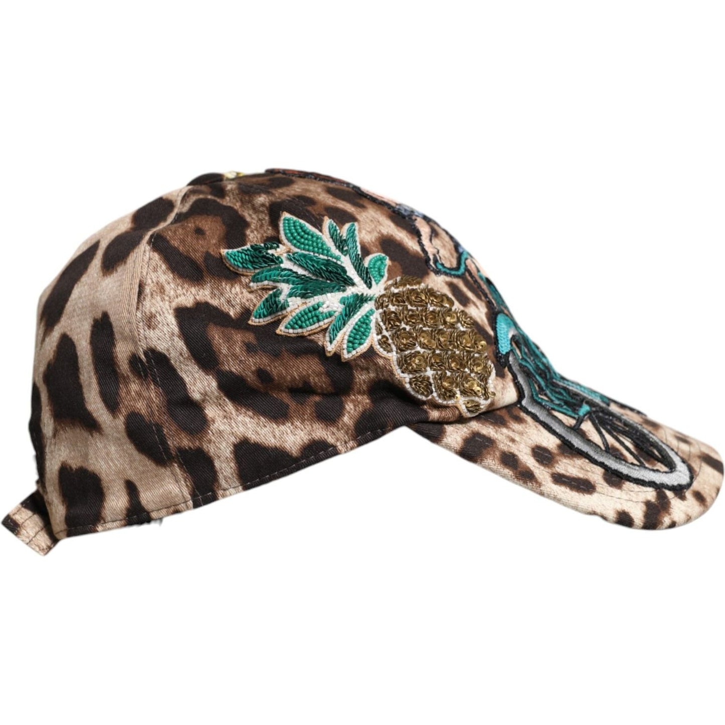 Dolce & Gabbana Brown Leopard Sequin Sicily Baseball Cap Dolce & Gabbana Dark Slate Gray