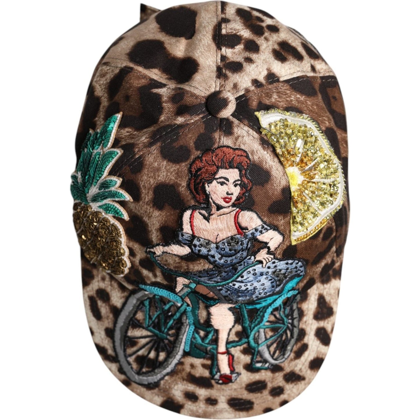 Dolce & Gabbana Brown Leopard Sequin Sicily Baseball Cap Dolce & Gabbana Dark Slate Gray