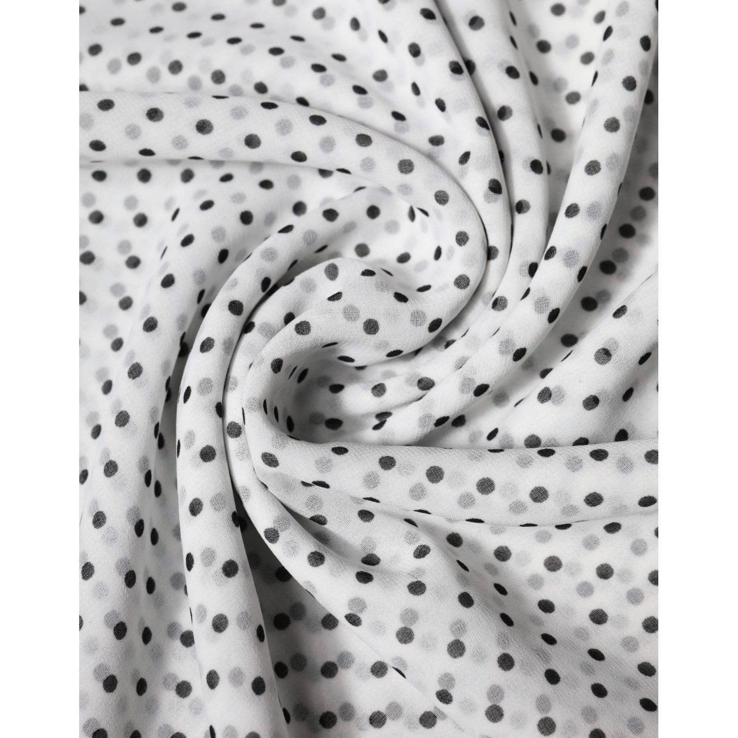 Dolce & Gabbana White Polka Dots Polyester Wrap Shawl Scarf Dolce & Gabbana Light Gray