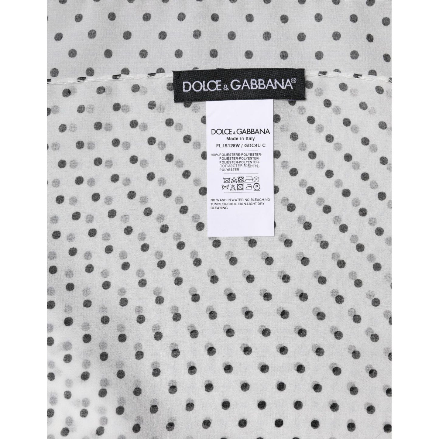 Dolce & Gabbana White Polka Dots Polyester Wrap Shawl Scarf Dolce & Gabbana Light Gray