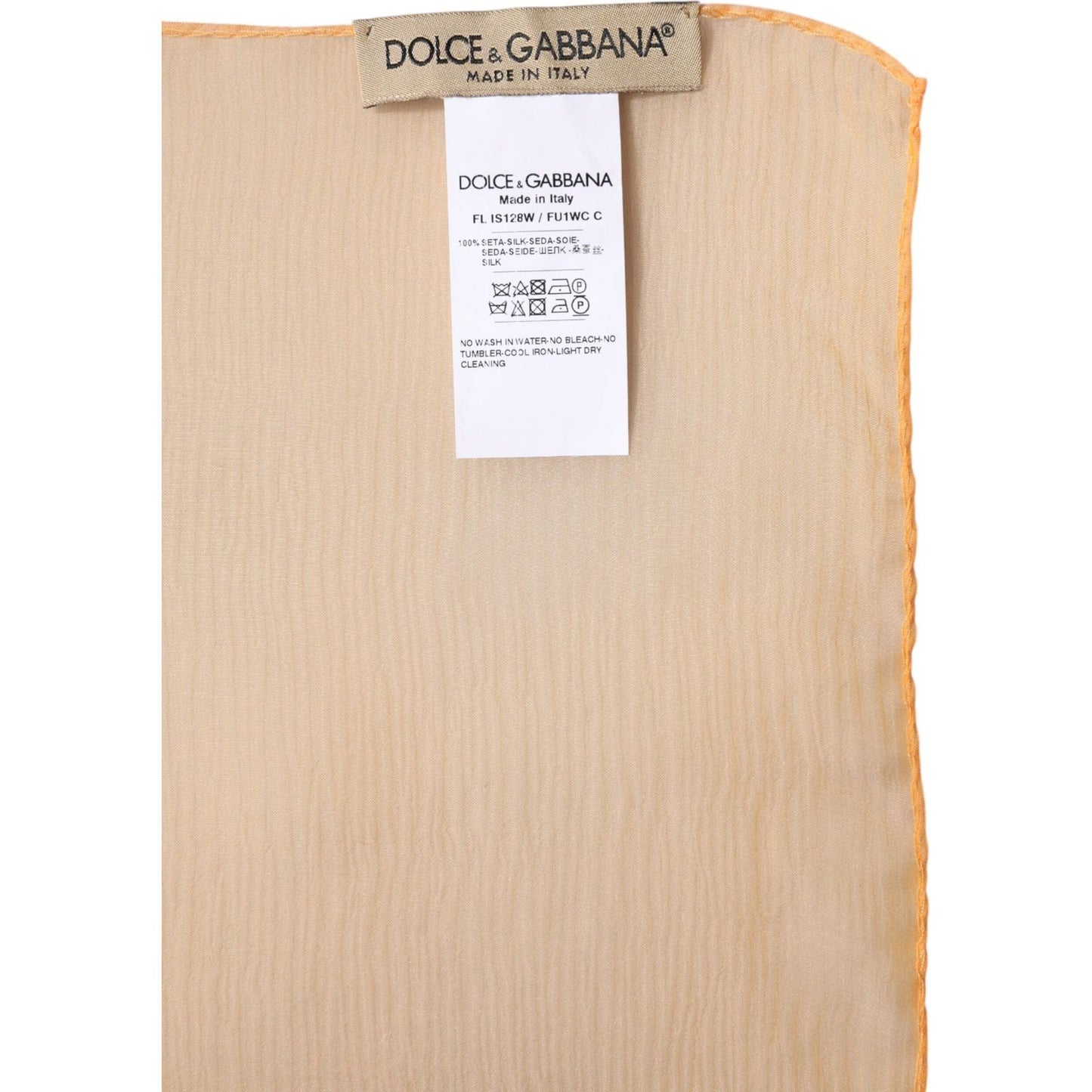Dolce & Gabbana Orange Silk Rectangle Wrap Shawl Scarf Dolce & Gabbana Tan