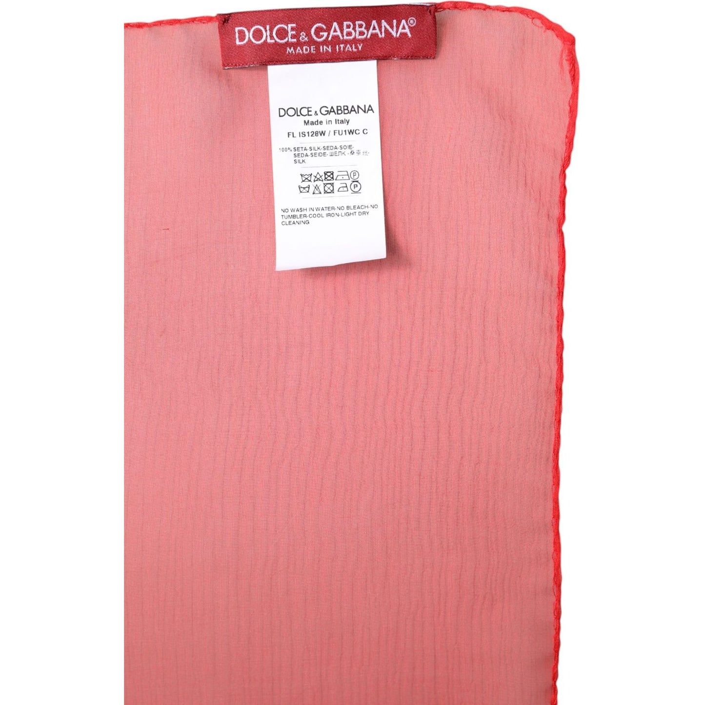 Dolce & Gabbana Red Silk Rectangle Women Wrap Shawl Scarf Dolce & Gabbana Light Coral