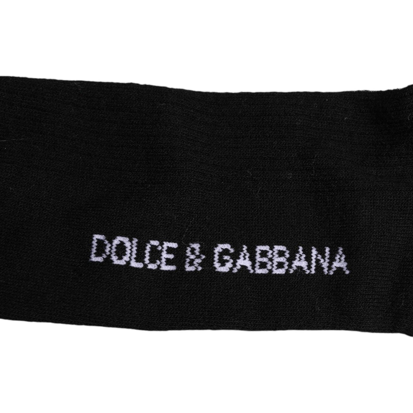 Dolce & Gabbana Black Cotton DG Logo Mid Calf Men Socks Dolce & Gabbana Black