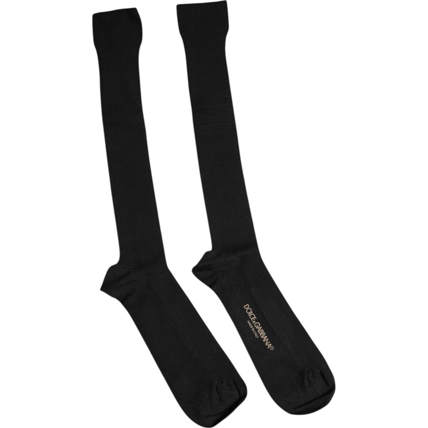 Dolce & Gabbana Black Viscose Logo Over The Calf Socks Dolce & Gabbana Black