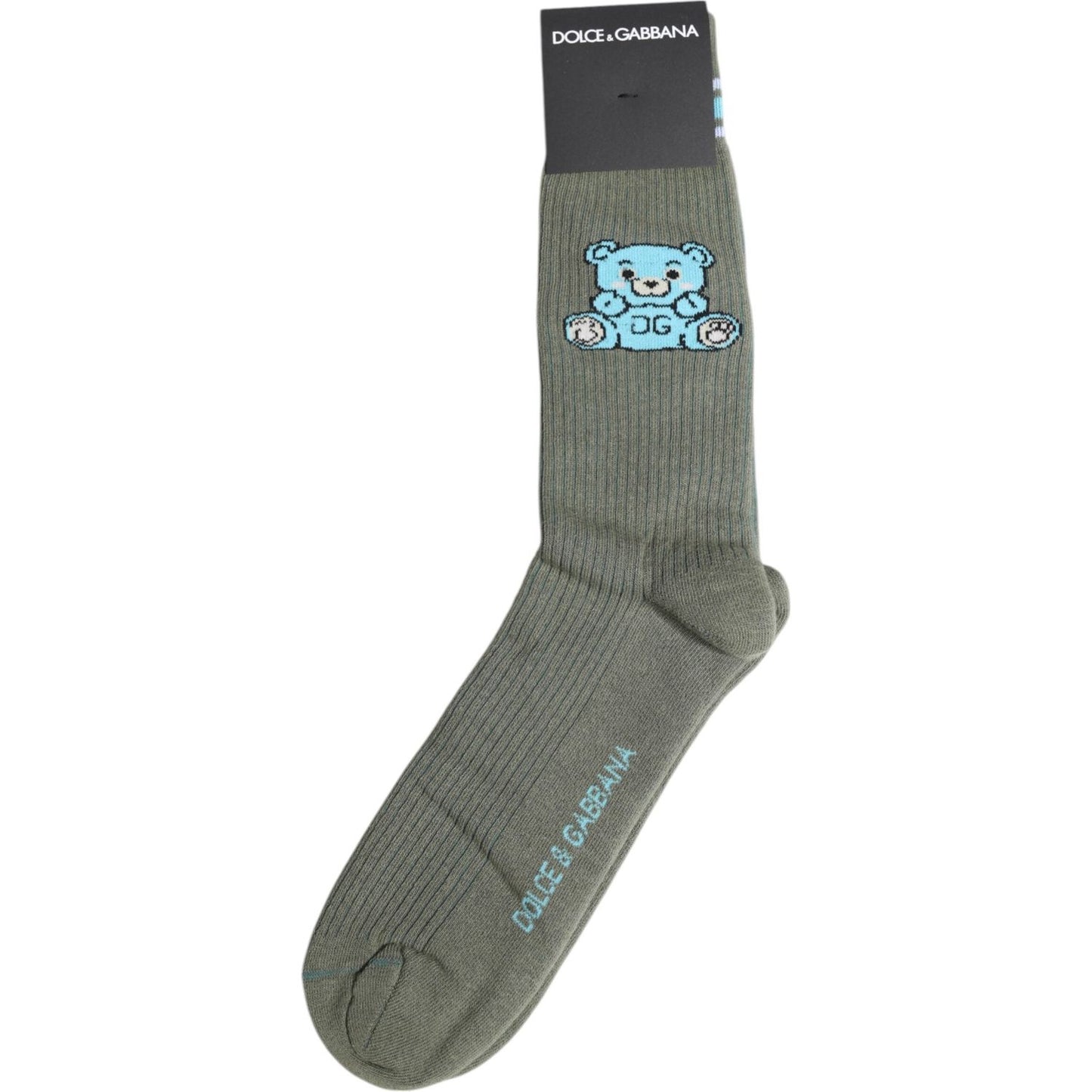 Dolce & Gabbana Gray Cotton DG Bear Mid Calf Socks Dolce & Gabbana Dim Gray