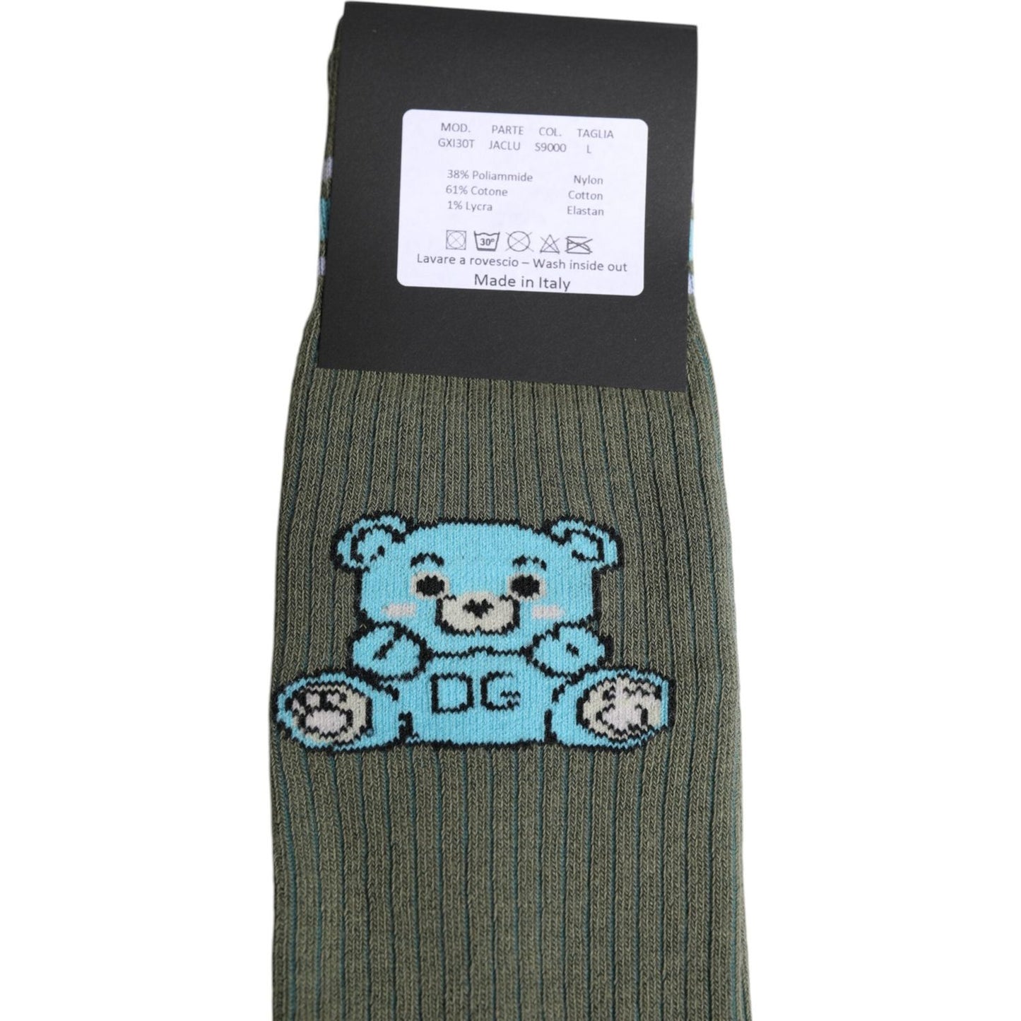 Dolce & Gabbana Gray Cotton DG Bear Mid Calf Socks Dolce & Gabbana Dark Slate Gray