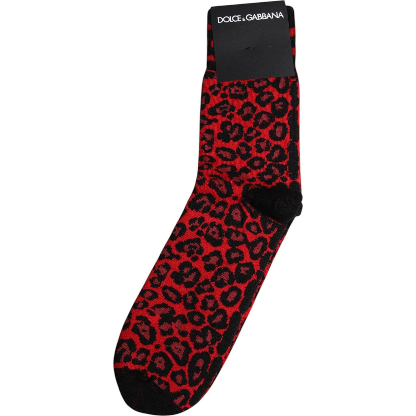 Dolce & Gabbana Black Red Leopard Mid Calf Men Socks Dolce & Gabbana Brown