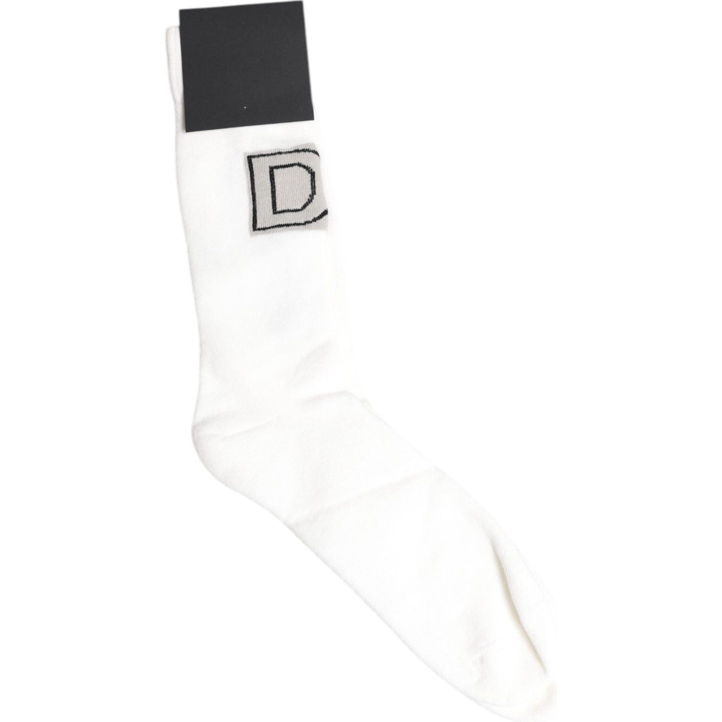 Dolce & Gabbana White Stretch OR VINCIT OMNIA Mid Calf Socks Dolce & Gabbana Dark Slate Gray