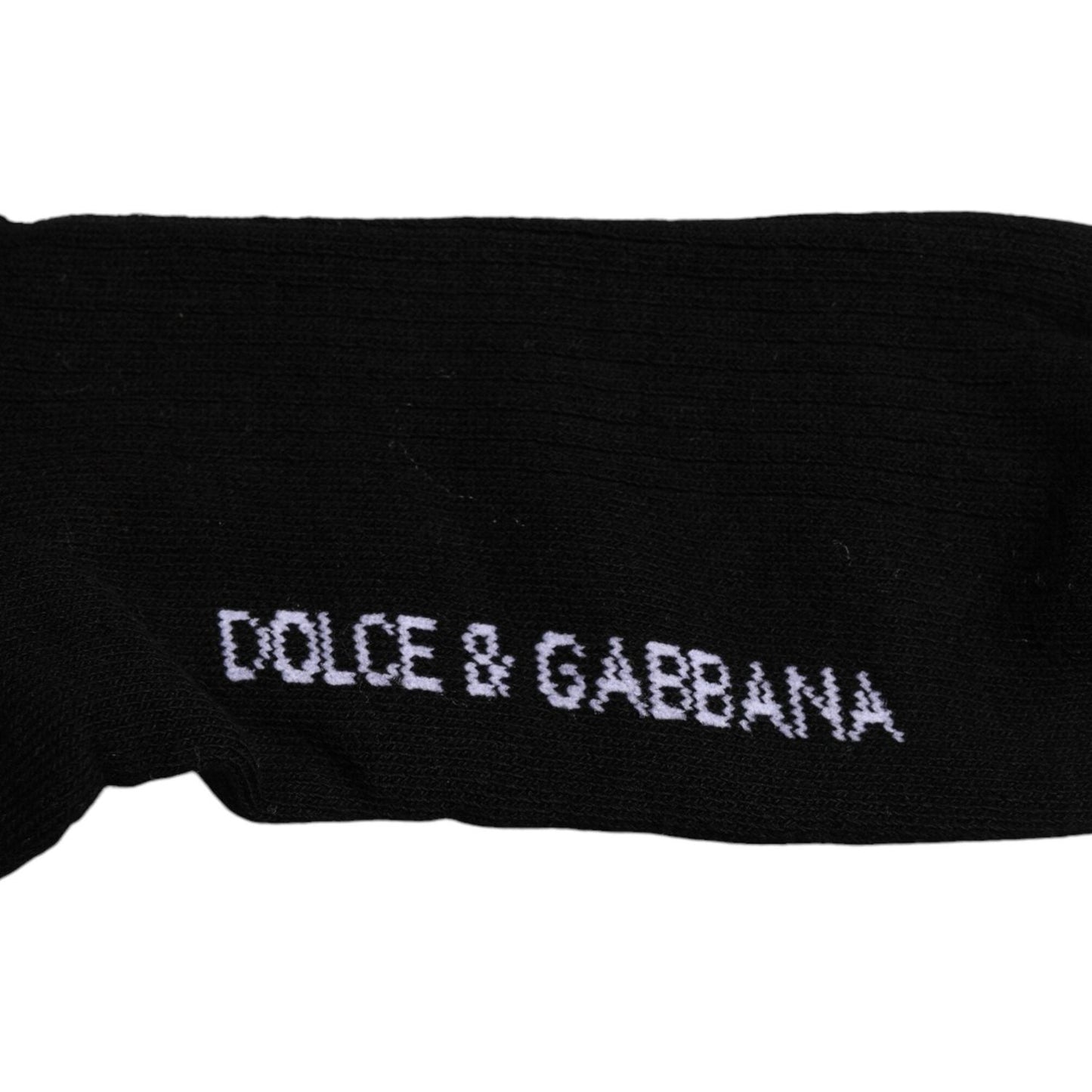 Dolce & Gabbana Black Cotton DG Logo Mid Calf Men Socks Dolce & Gabbana Black
