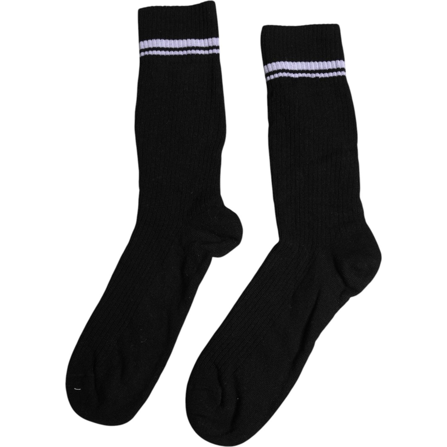 Dolce & Gabbana Black Cotton DG Logo Mid Calf Men Socks Dolce & Gabbana Black
