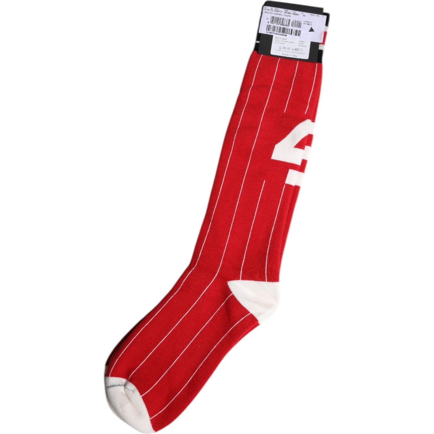 Dolce & Gabbana Red Printed Cotton Mid Calf Men Socks Dolce & Gabbana Firebrick