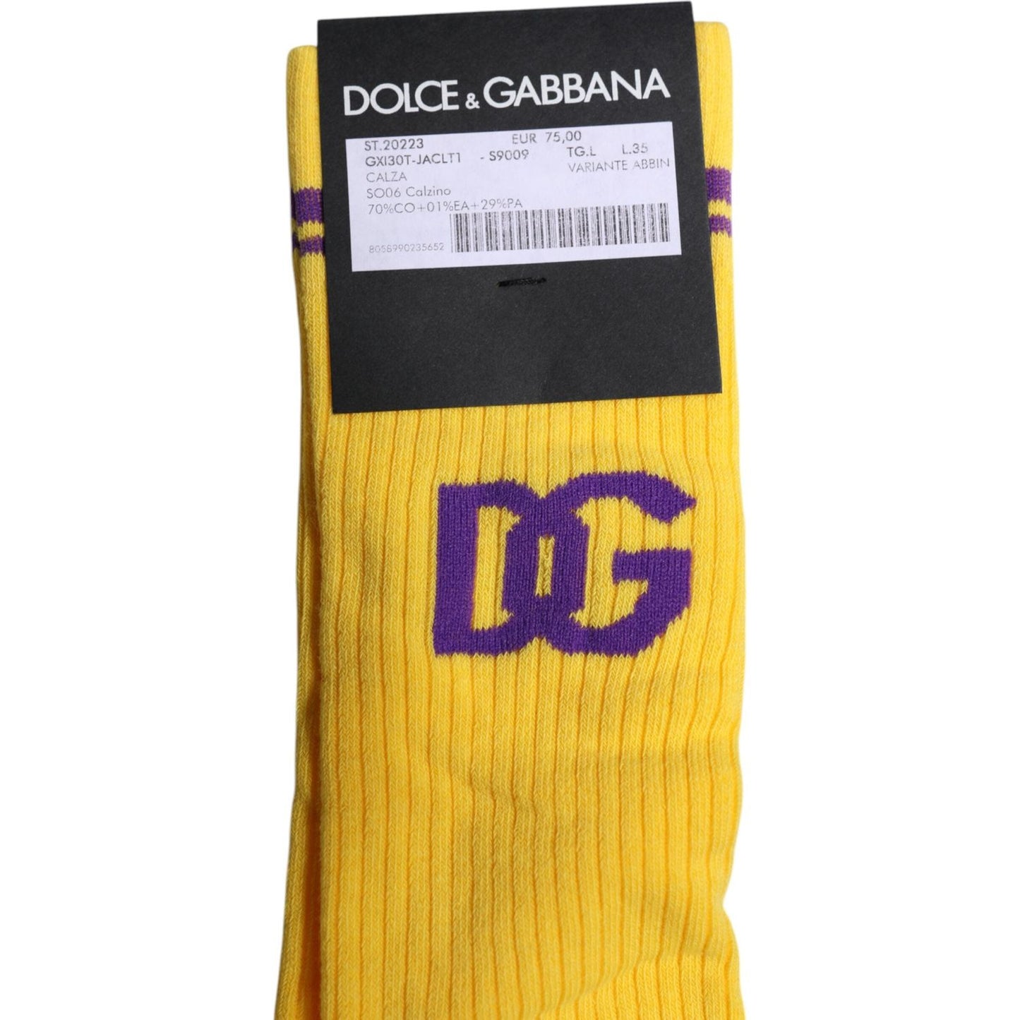 Dolce & Gabbana Yellow Cotton DG Logo Mid Calf Socks Dolce & Gabbana Dark Slate Gray