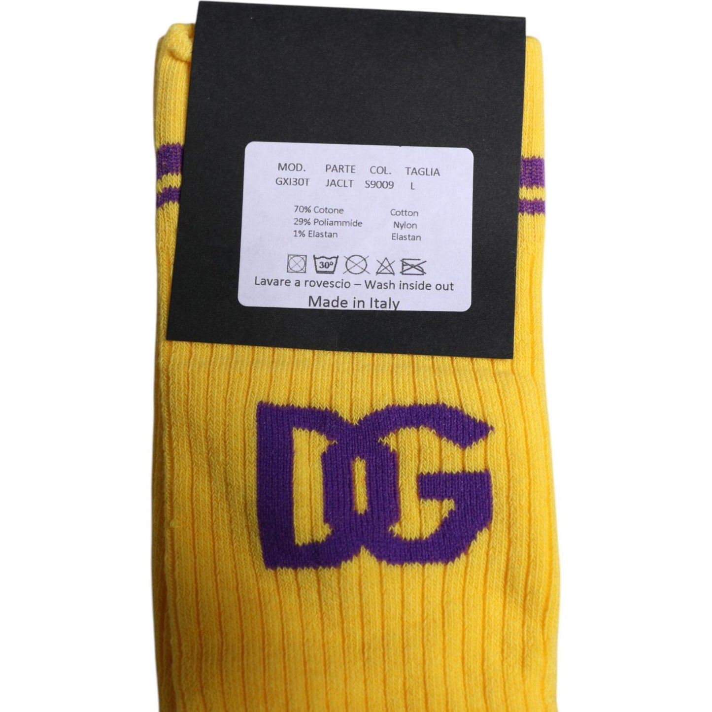 Dolce & Gabbana Yellow Cotton DG Logo Mid Calf Socks Dolce & Gabbana Dark Slate Gray