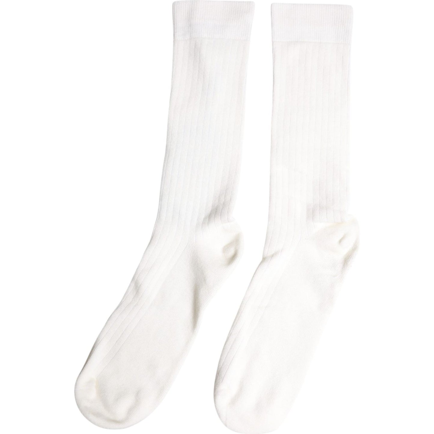 Dolce & Gabbana White Cotton Solid Mid Calf Men Socks Dolce & Gabbana White Smoke