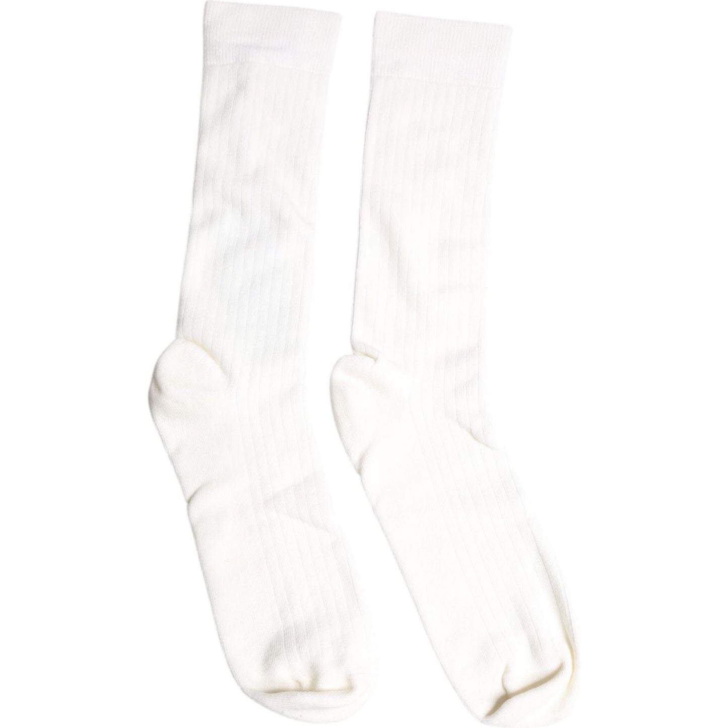 Dolce & Gabbana White Cotton Solid Mid Calf Men Socks Dolce & Gabbana White Smoke
