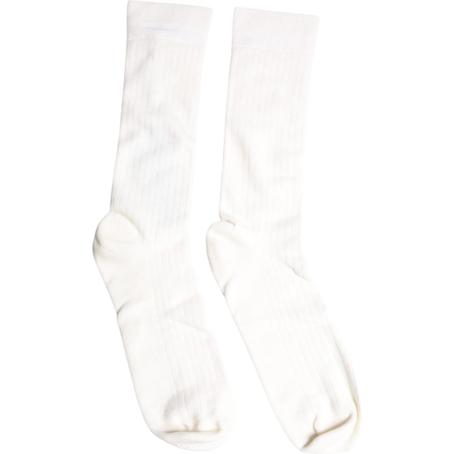 Dolce & Gabbana White Cotton Solid Mid Calf Men Socks Dolce & Gabbana White Smoke