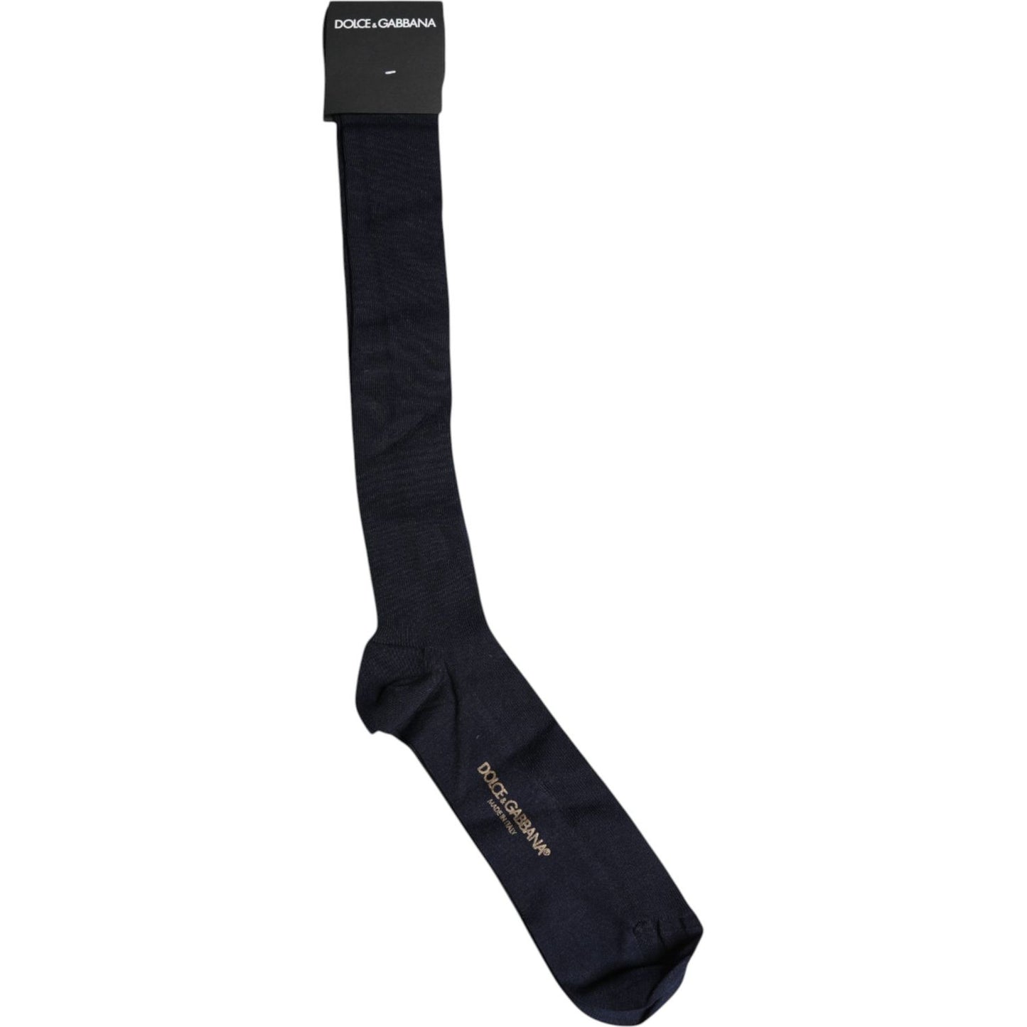 Dolce & Gabbana Black Viscose Logo Over The Calf Socks Dolce & Gabbana Black