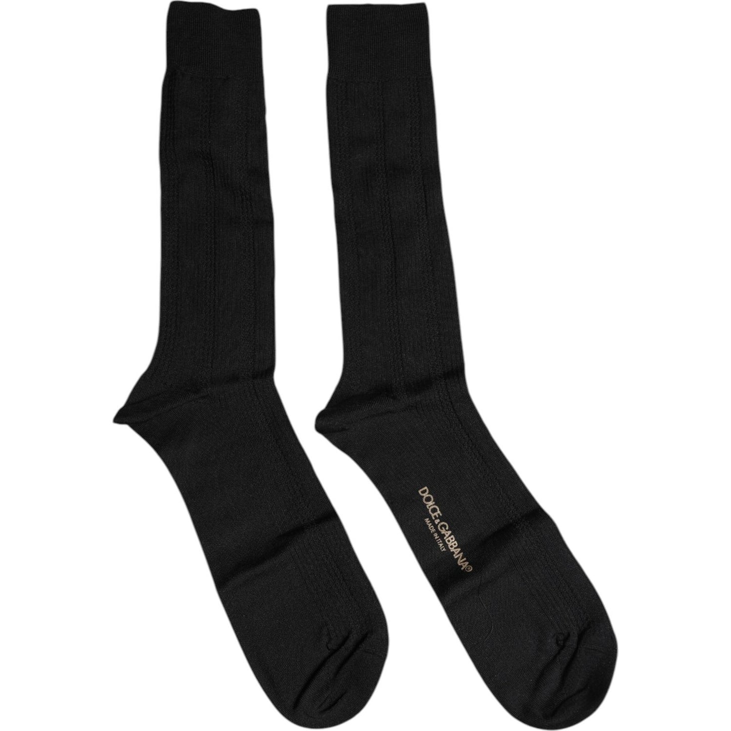 Dolce & Gabbana Black Cotton DG Logo Mid Calf Men Socks Dolce & Gabbana Black