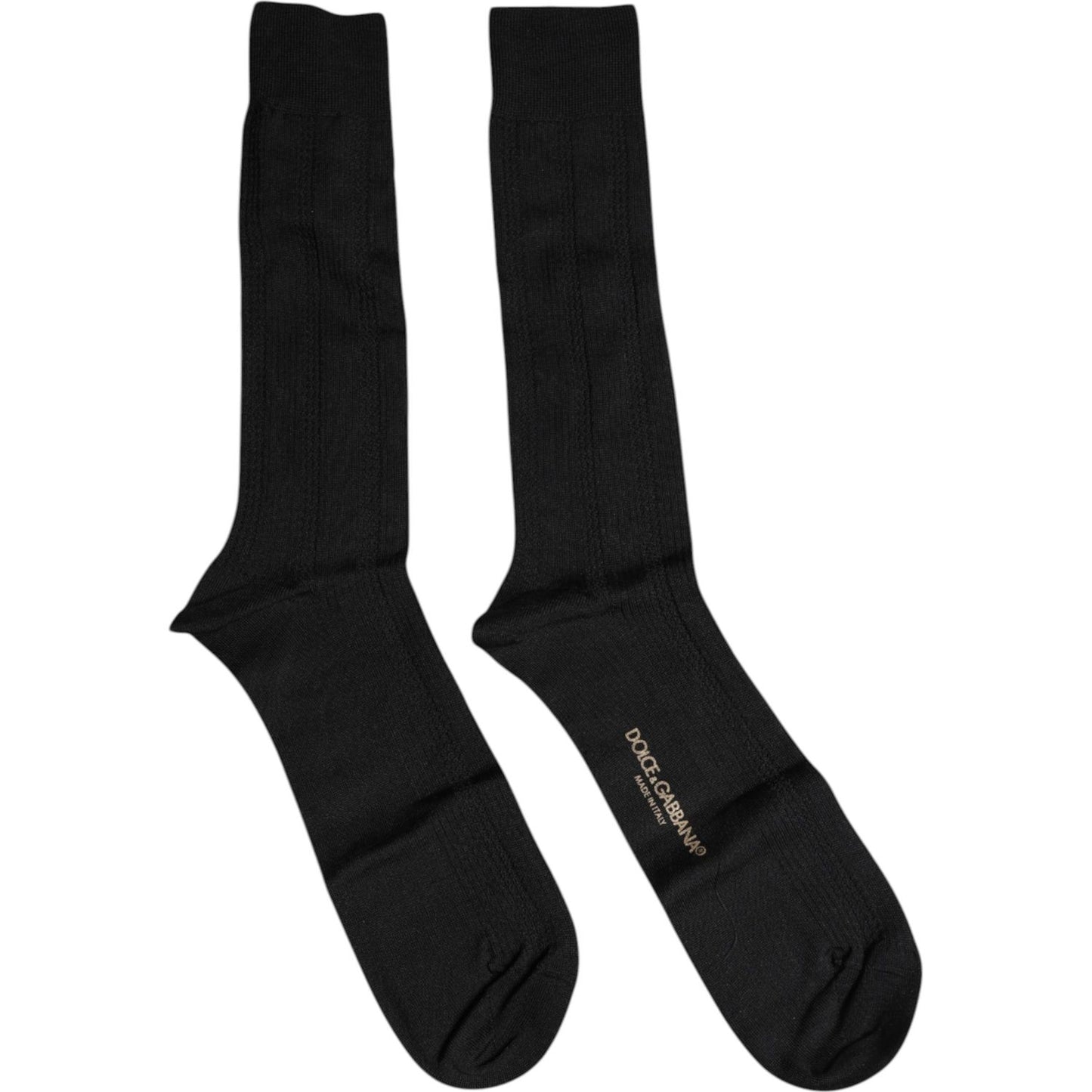 Dolce & Gabbana Black Cotton DG Logo Mid Calf Men Socks Dolce & Gabbana Black