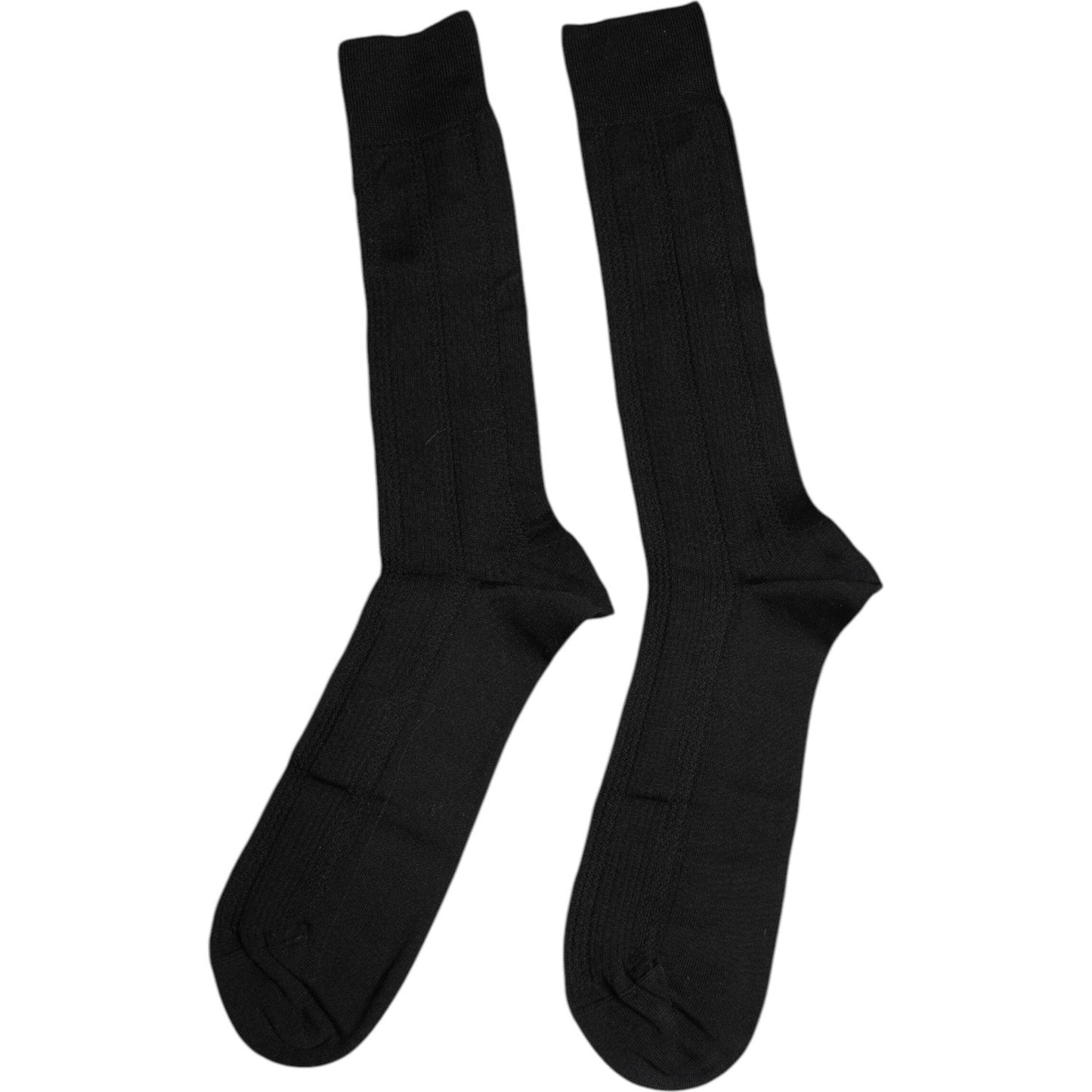 Dolce & Gabbana Black Cotton DG Logo Mid Calf Men Socks Dolce & Gabbana Black