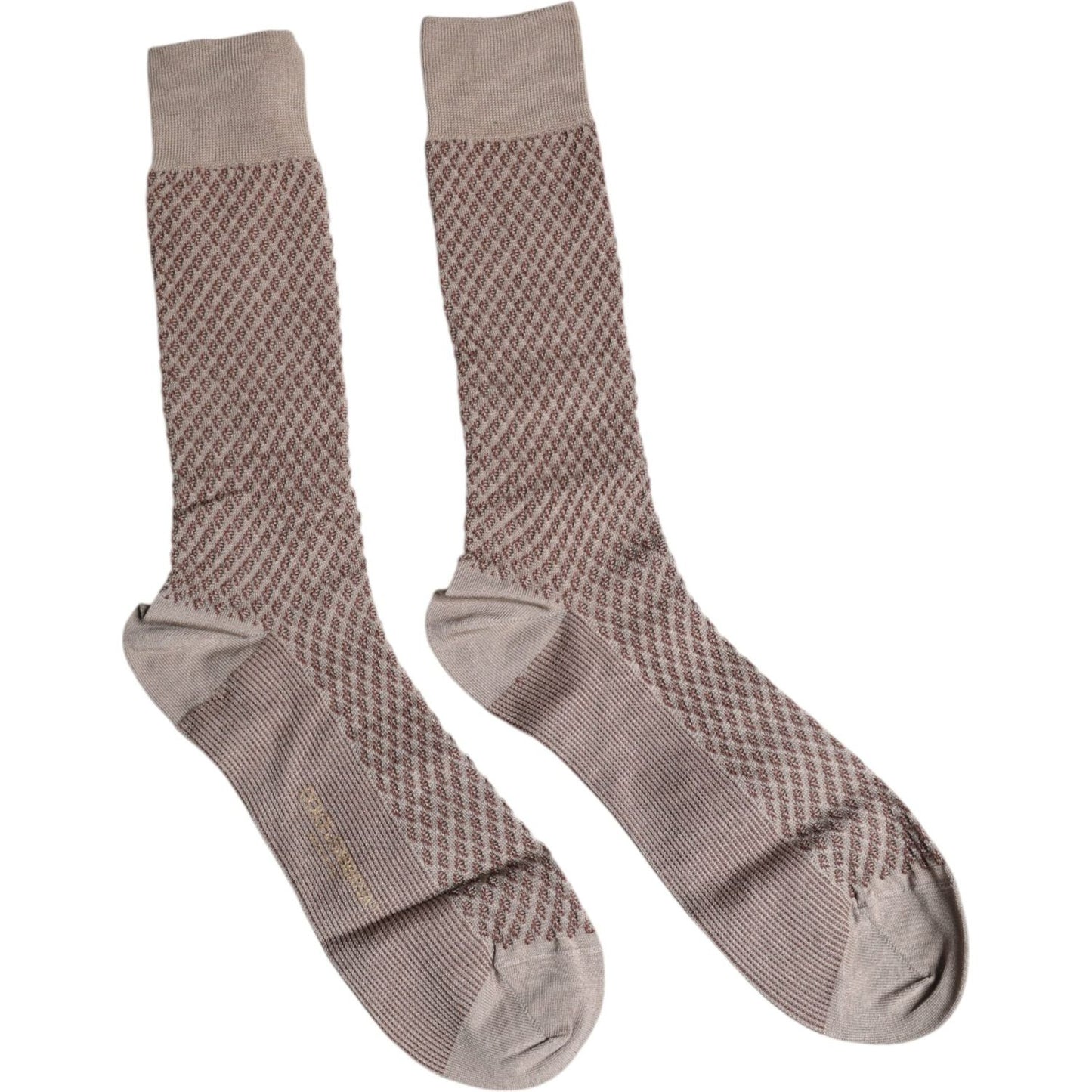 Dolce & Gabbana Brown Solid DG Logo Mid Calf Men Socks Dolce & Gabbana Rosy Brown