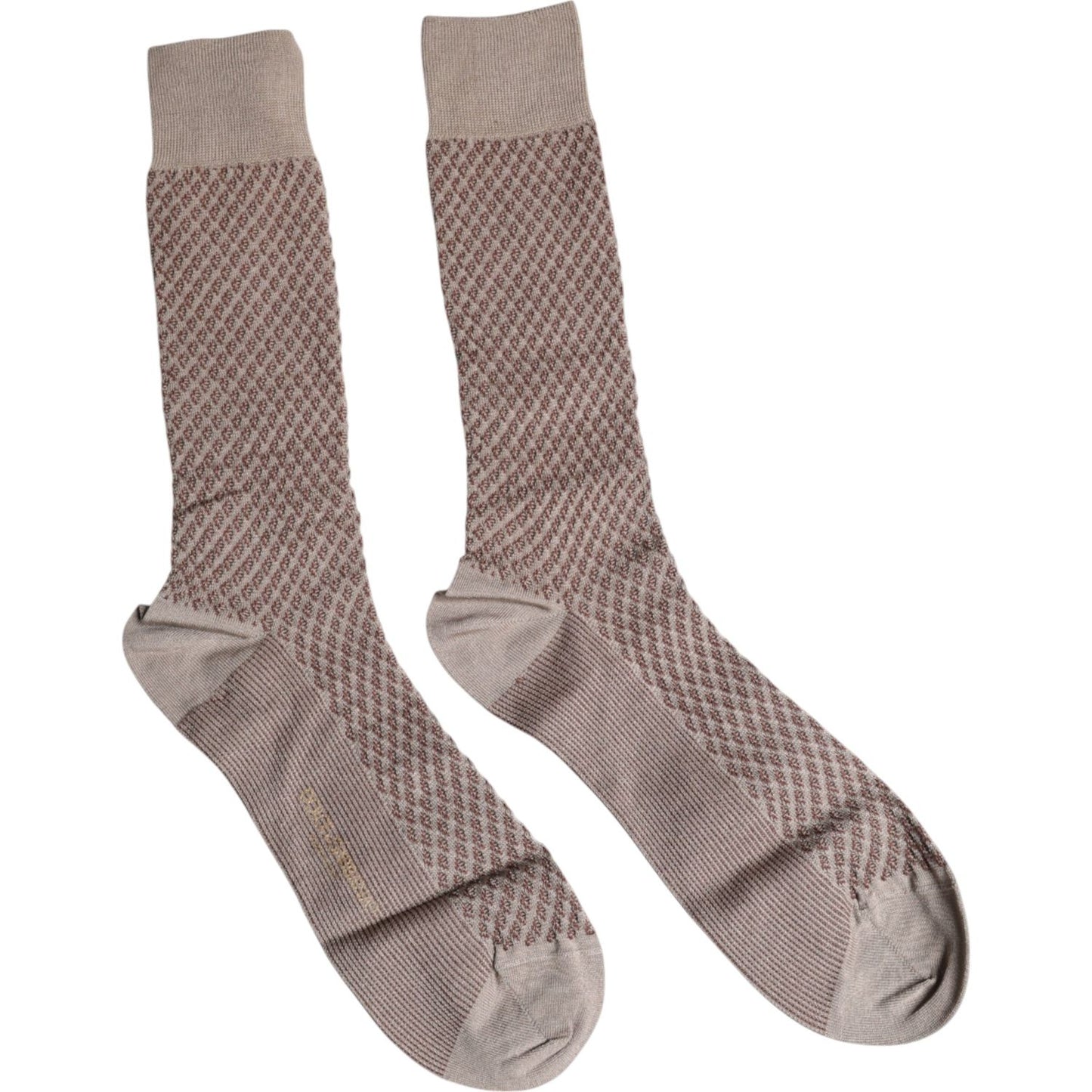 Dolce & Gabbana Brown Solid DG Logo Mid Calf Men Socks Dolce & Gabbana Light Slate Gray