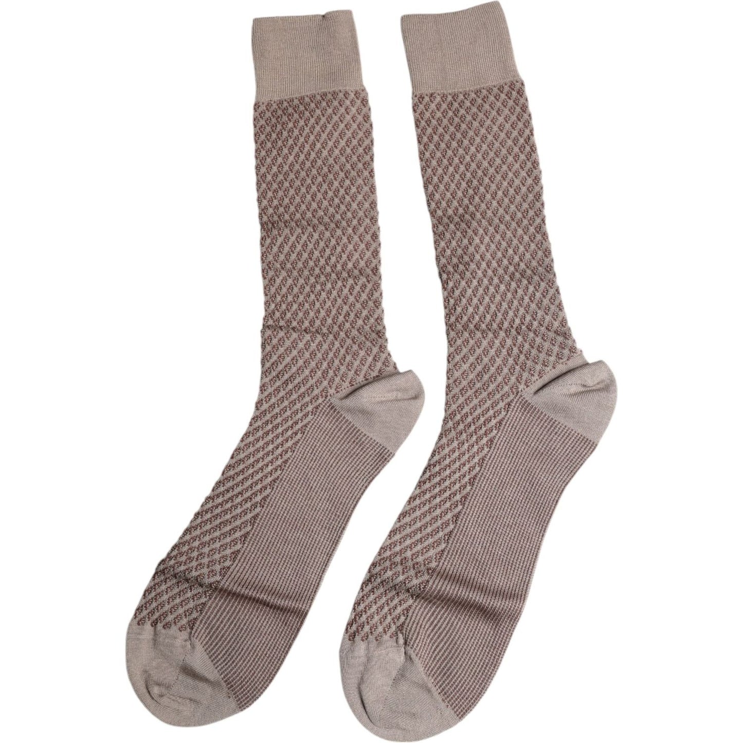 Dolce & Gabbana Brown Solid DG Logo Mid Calf Men Socks Dolce & Gabbana Slate Gray