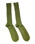 Dolce & Gabbana Green Cotton Logo Over The Calf Socks SCS2231-L