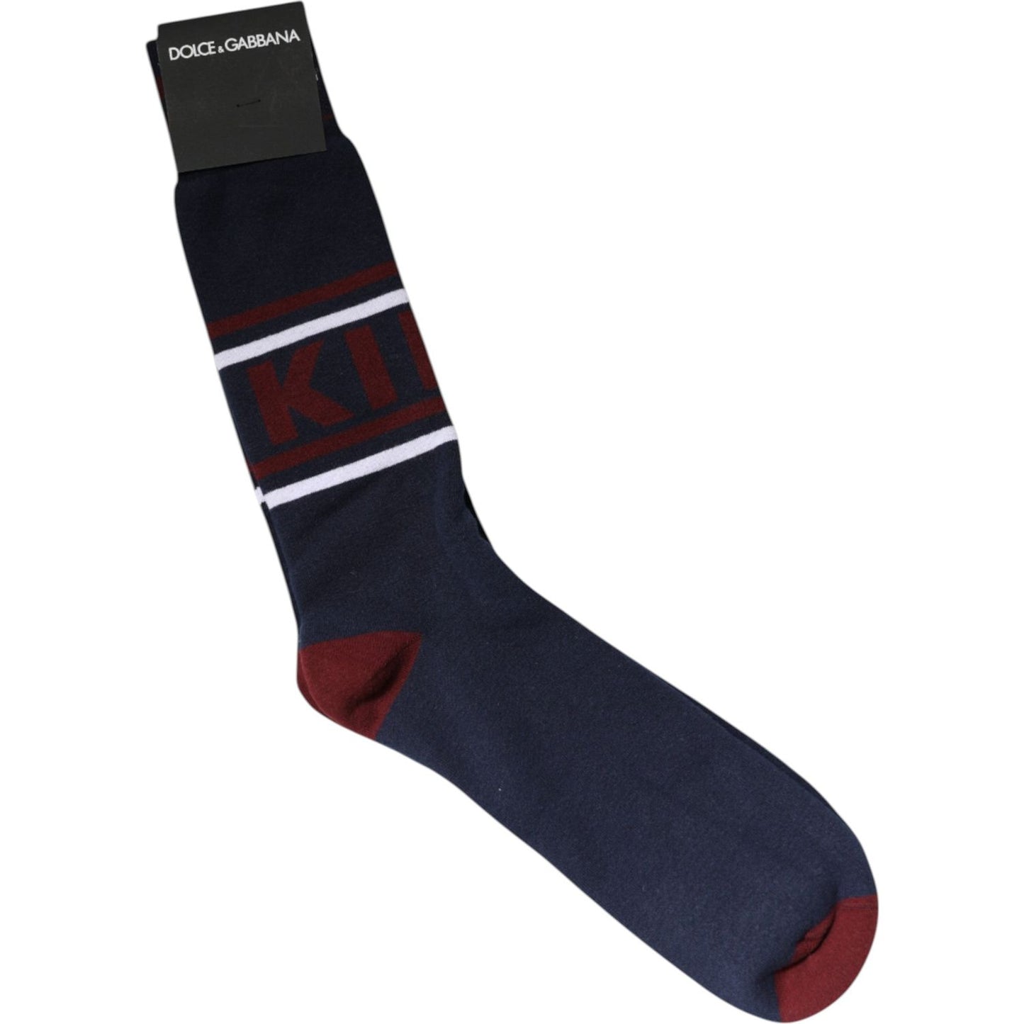 Dolce & Gabbana Blue Cotton Logo Mid Calf Men Socks Dolce & Gabbana Dark Slate Gray