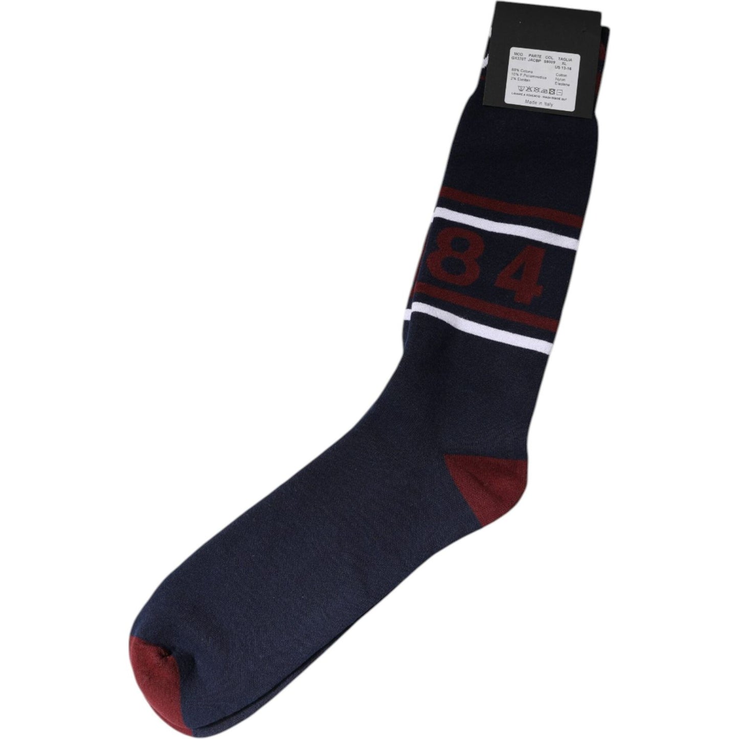 Dolce & Gabbana Blue Cotton Logo Mid Calf Men Socks Dolce & Gabbana Black