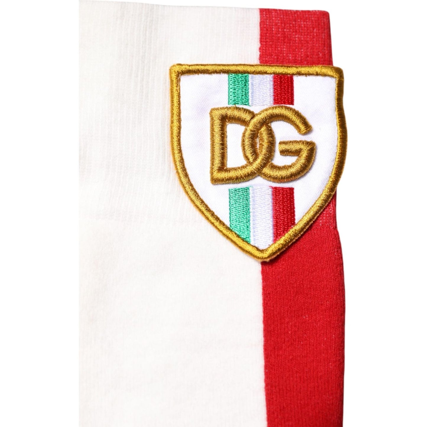 Dolce & Gabbana Multicolor Cotton DG Logo Patch Mid Calf Socks Dolce & Gabbana Firebrick