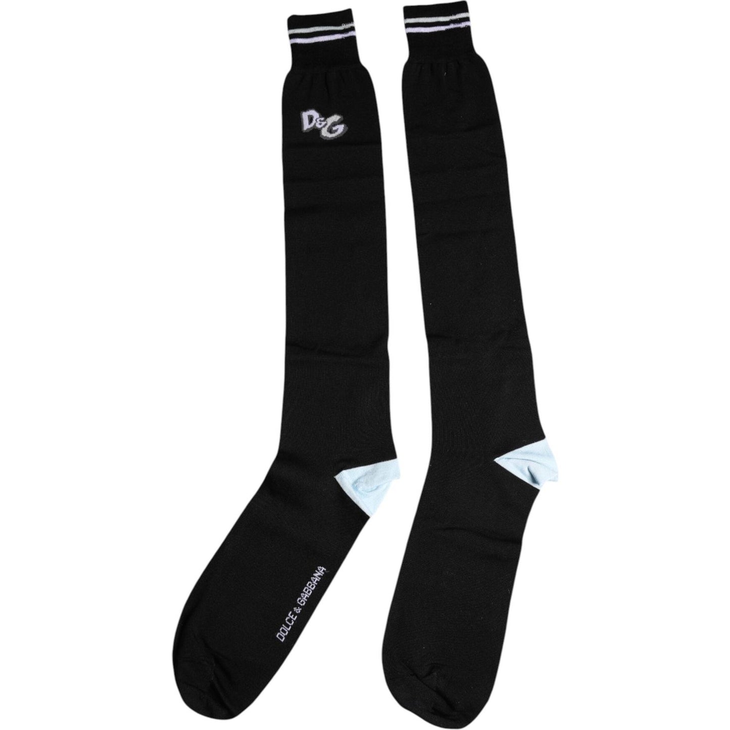 Dolce & Gabbana Black DG Logo Print Cotton Over Calf Socks Dolce & Gabbana Black