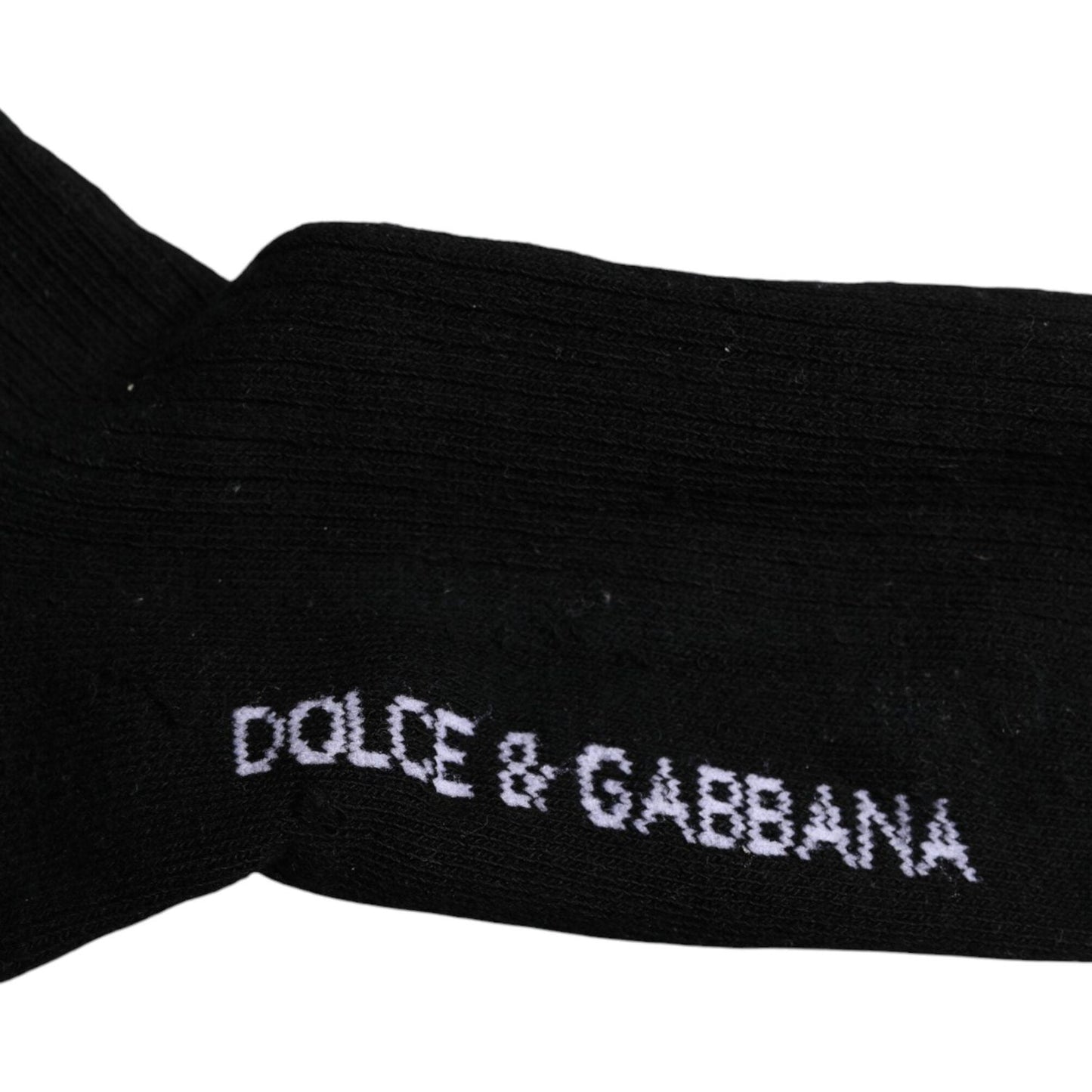 Dolce & Gabbana Black DG Logo Print Cotton Mid Calf Socks Dolce & Gabbana Black