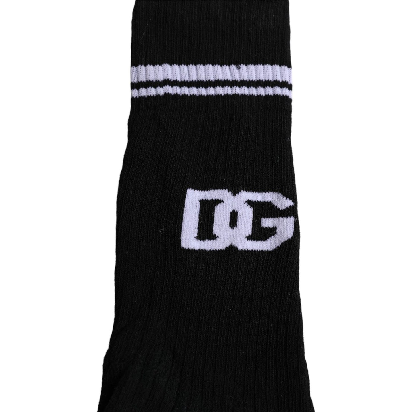 Dolce & Gabbana Black DG Logo Print Cotton Mid Calf Socks Dolce & Gabbana Black
